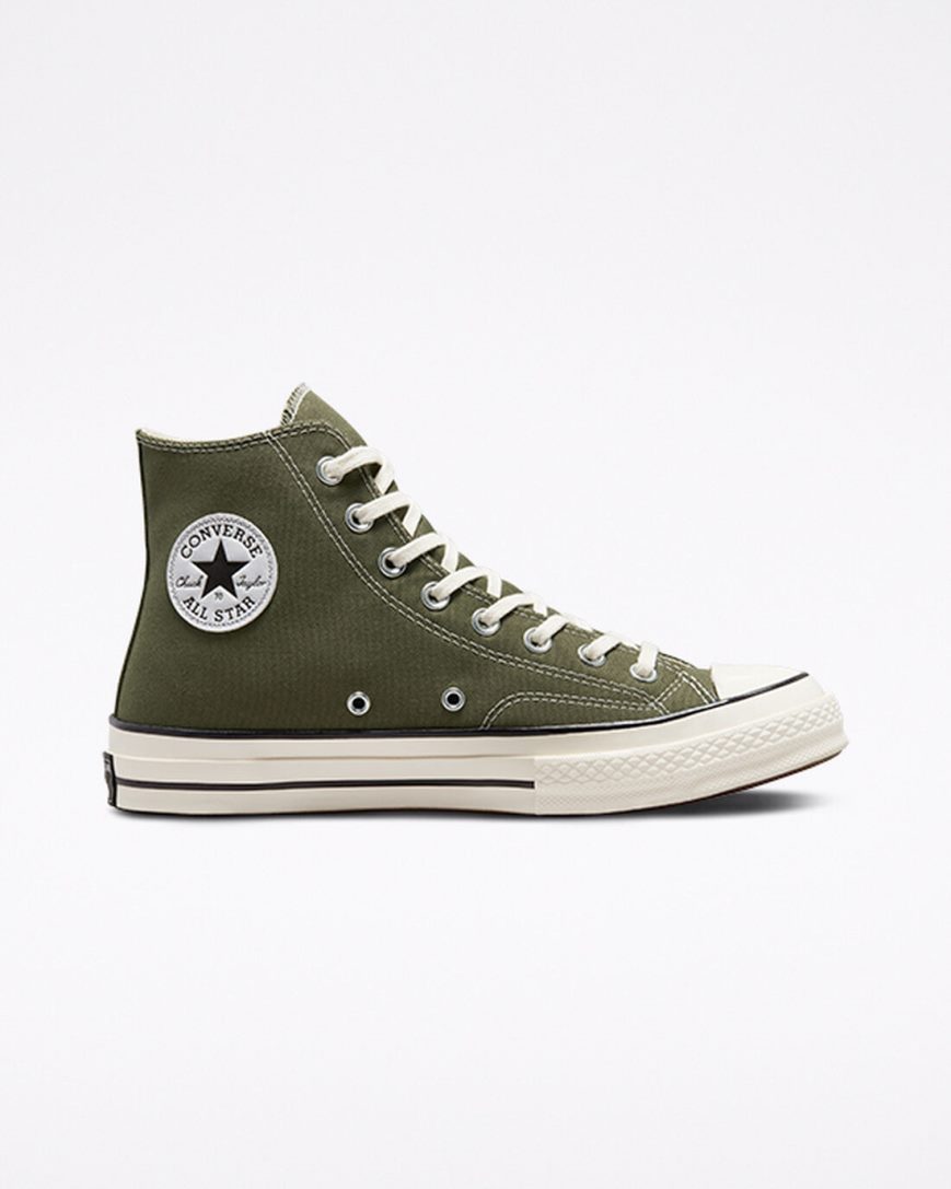 Tenis Converse Chuck 70 Lona Cano Alto Masculino Verde Oliva Pretas | PT B0P5109